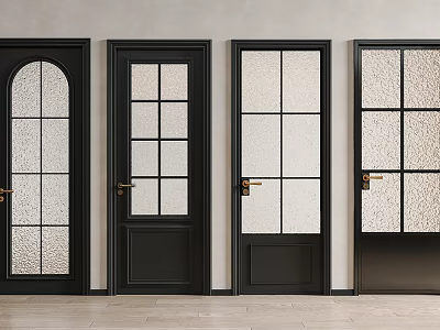 Modern Black Interior Doors With Various Glass Panel Styles And Designs 3d model