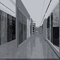 Modern Spacious Corridor With Bright Lighting Marble Floor And Wooden Decor Gray Tone Interior Design
