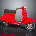 Red Vintage Scooter With Black Seat And Classic Retro Design Features
