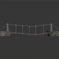 Suspension Bridge Structure With Ropes Wooden Planks And Stone Piers