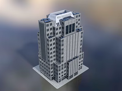 Modern High Rise Office Building Exterior With Glass Curtain Walls Gray And White Facade Design 3d model