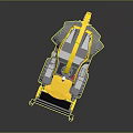 Yellow Agricultural Harvester Machine With Large Tires And Cutting Device