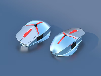 Sleek Modern Computer Mice With Silver Red Accents And Streamlined Design 3d model