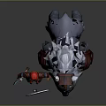 Knight In Red Armor With Star Shield Standing By Giant White Fur Beast