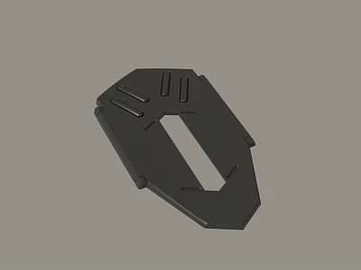 Black Polygonal Mechanical Plate 3D Model With Rectangular Opening And Slots Design 3d model