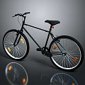 Black Bicycle With White Rims Black Tires Red Reflector Light And Orange Reflectors