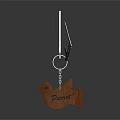 Wooden Parrot Shaped Jewelry Keychain With Hanging Keys On Gray Background