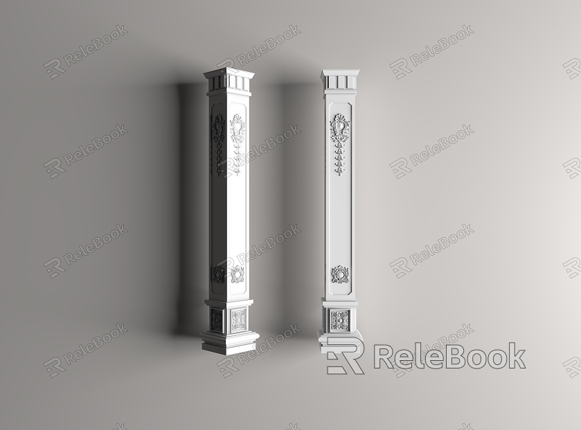 European Roman Column Gypsum Engraved Column Gypsum Component Building Component Stigma Head Engraved Column model