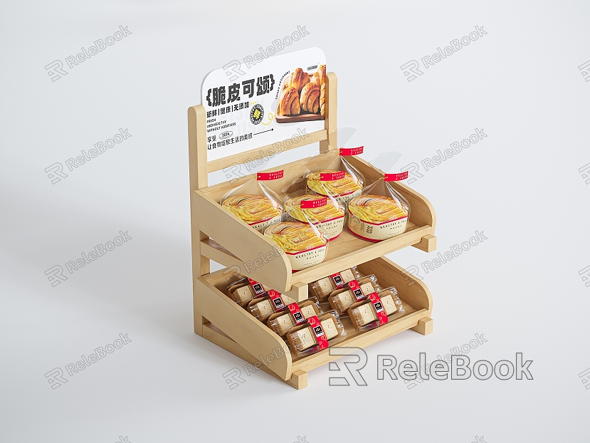 Secondary Sale Cabinet Bread Display Stand Bread Display Cabinet Cake Shop Food Packaging Bag model