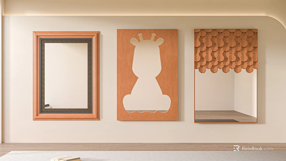 Wall Mounted Mirrors With Different Designs For Interior Decor 3d model