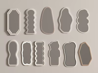 Various Shaped Decorative Mirrors With Different Frame Designs For Home Decor 3d model