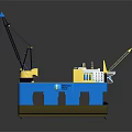 Blue Cargo Ship Featuring Cranes And White Superstructure 3d model