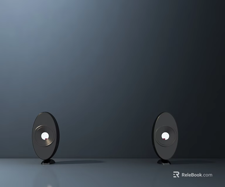 Two Modern Black Circular Devices With Glowing Center On Dark Background 3d model