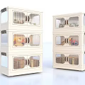 White Multi layer Storage Cabinet With Glass Doors For Organizing Books And Toys