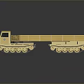 Yellow Tracked Truck Model With Long Flatbed And Metal Tracks