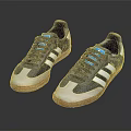 Retro Blue White Sports Shoes With Striped Design And Leather Upper