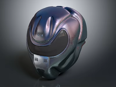 Advanced Futuristic Metallic Helmet With Sleek Design Glossy Surface And Visor 3d model