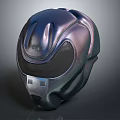 Advanced Futuristic Metallic Helmet With Sleek Design Glossy Surface And Visor