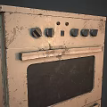 Vintage Kitchen Stove with Worn Surface Burners Oven Door and Drawer Design