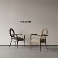 Poliform Single Chair Modern Design With Curved Armrests Different Color Frames Light Wall Background 3d model