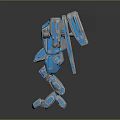 Scifi Mechanical Robot Character Design With Blue Armor And Limb Structure 3d model