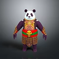 Panda Character In Decorative Armor With Red Belt And Gold Accents
