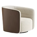Modern Beige And Brown Fabric Accent Chair With Sleek Armrest Design