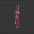 Colorful 3D Rabbit Character With Long Pink Ears Red Pants And Yellow Limbs