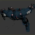 Game Movie Character Detailed Blue Mech Warrior With Mechanical Armor And Glowing Core
