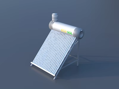 Solar Water Heater System With Collector Panels And Storage Tank 3d model