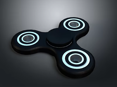 Black Three Blades Fidget Spinner With White Ring Design For Daily Use 3d model
