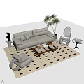 Modern Sofa Coffee Table Combination Sofa Coffee Table 3d model