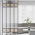 Modern Room Dividers With Geometric Patterns And Metal Frames For Interior Design 3d model
