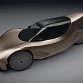 Futuristic Champagne Gold Concept Car With Sleek Aerodynamic Design And Unique Wheels