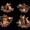 Realistic Garden Ornaments Featuring Burning Logs With Flaming Fire Design For Outdoor Spaces