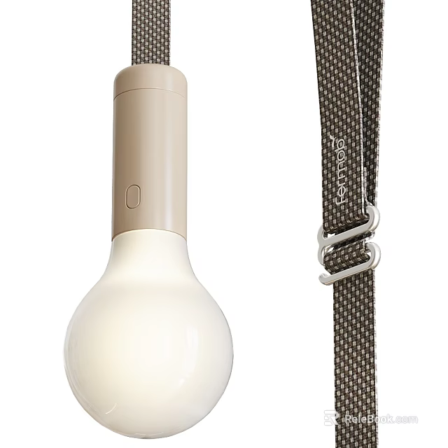 Modern Bulb Shaped Pendant Light With Beige Top And Woven Cable Design 3d model 