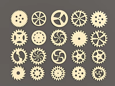 Hardware Tools Featuring Various Gear Shapes and Diverse Design Patterns 3d model