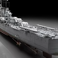 Detailed Battleship Model With Gray Hull Superstructure And Turrets On Display Stand