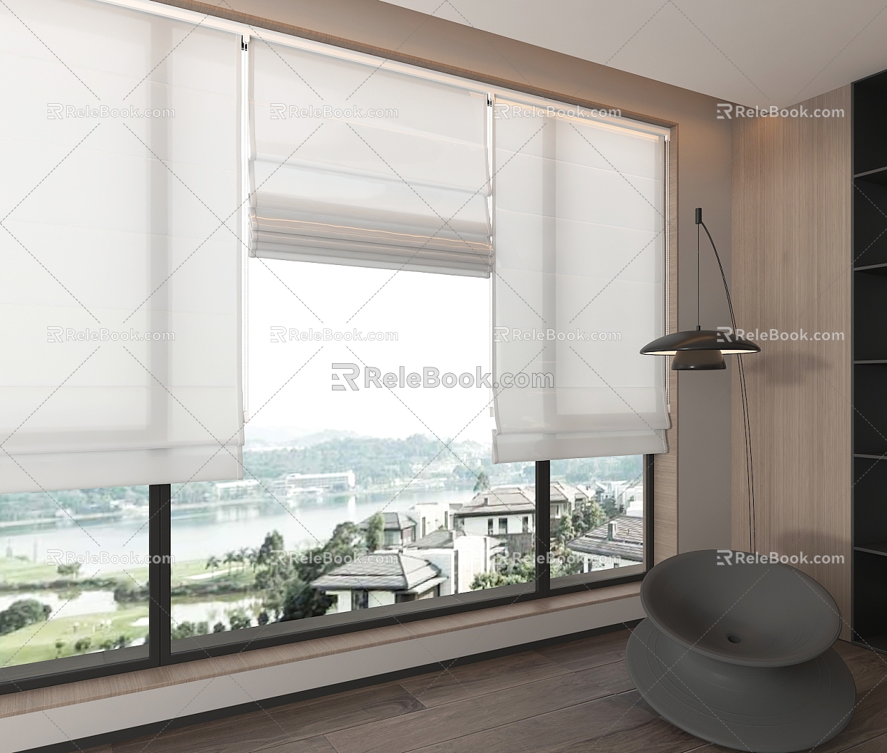 Curtain Platform Roman Curtain Solid Color 3d model