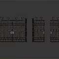 Ornate Iron Gate Structures With Decorative Metal Bars And Various Opening States 3d model
