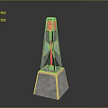 Contemporary Glass Tower Decorative Structure With Concrete Base And Blue Accents