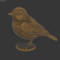 Bronze Bird Landscape Sculpture With Detailed Feathers And Lifelike Eyes On Base