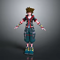 Brown Haired Young Character In Black Red Jacket With Blue Shorts And Fantasy Creature Companion 3d model