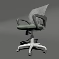 Ergonomic Office Chair With Mesh Backrest Green Fabric Seat Gray Armrests And White Base