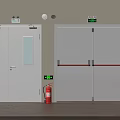 Fire Safety Equipment Including Fire Doors Fire Extinguishers And Exit Signs In Building