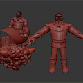 Medieval Male Characters With Sapling And Tree Stump On Rocky Natural Platform