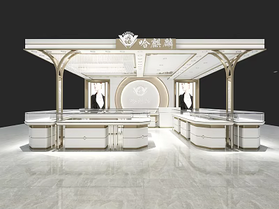 Elegant Modern Jewelry Store Interior With Glass Display Counters And Soft Lighting 3d model