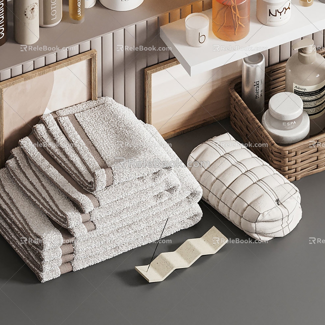 Bathroom products Towels Bathroom ornaments Toiletries 3d model