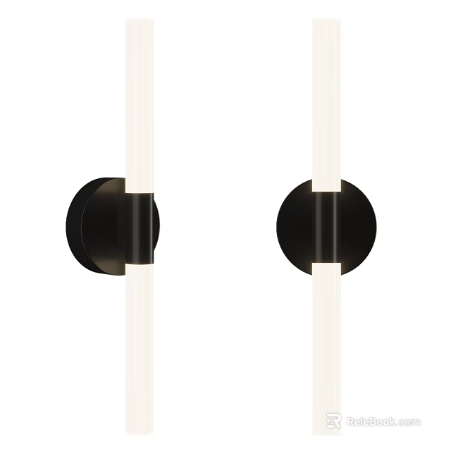 Minimalist Modern Wall Sconces With Black Round Base And White Cylindrical Shade Design 3d model 
