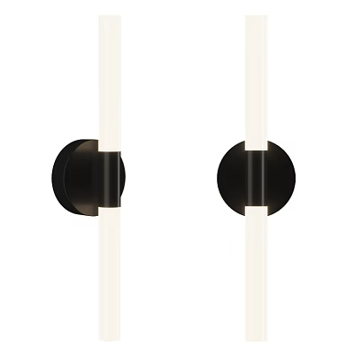 Minimalist Modern Wall Sconces With Black Round Base And White Cylindrical Shade Design 3d model